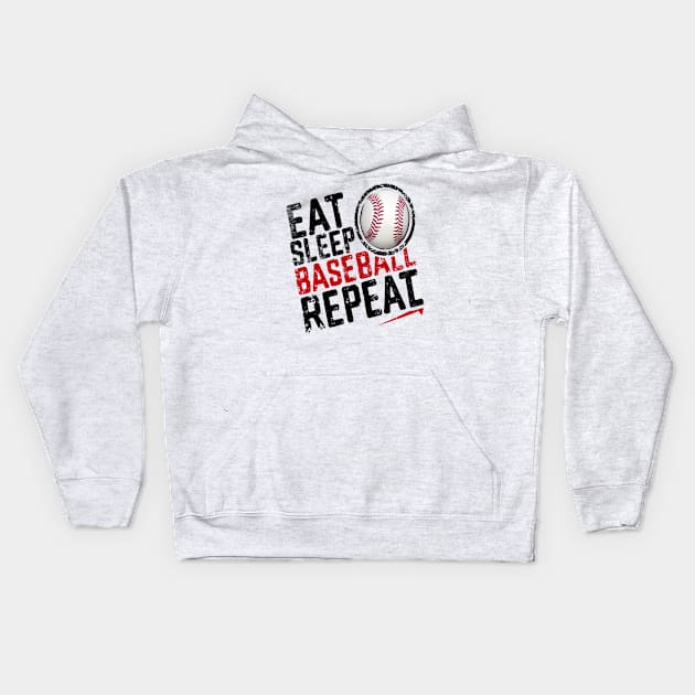 Eat Sleep Baseball Repeat Funny Baseball Player Kids Hoodie by justingreen